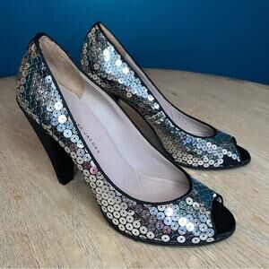 Marc by Marc Jacobs Sequin Peep Toe Pumps Satin Heels EU 40/US 9